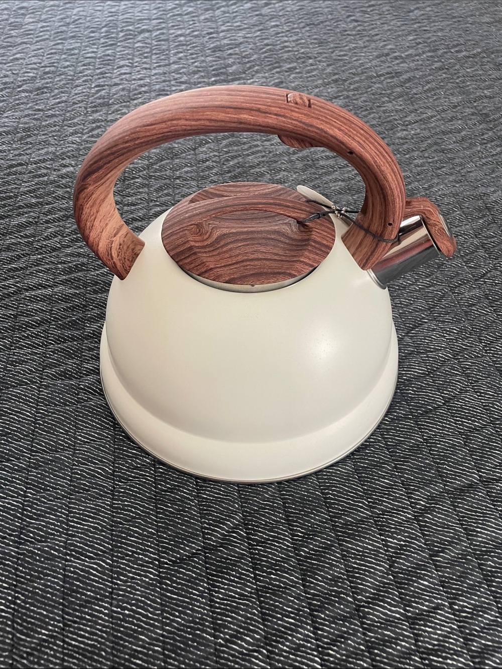 Tahari Home Stainless Steel Tea Kettle with Wood-Tone Handle - Picture 4 of 6